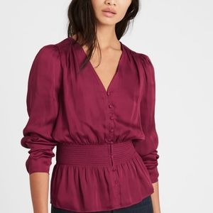 Satin puff sleeve blouse